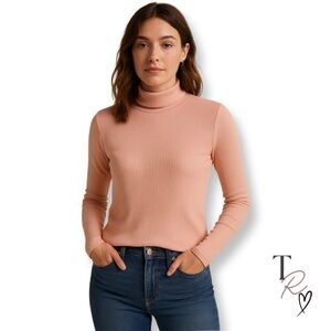 Wilfred NWT Only Hip Coral Blush Pink Fitted Ribbed Turtleneck Size XL